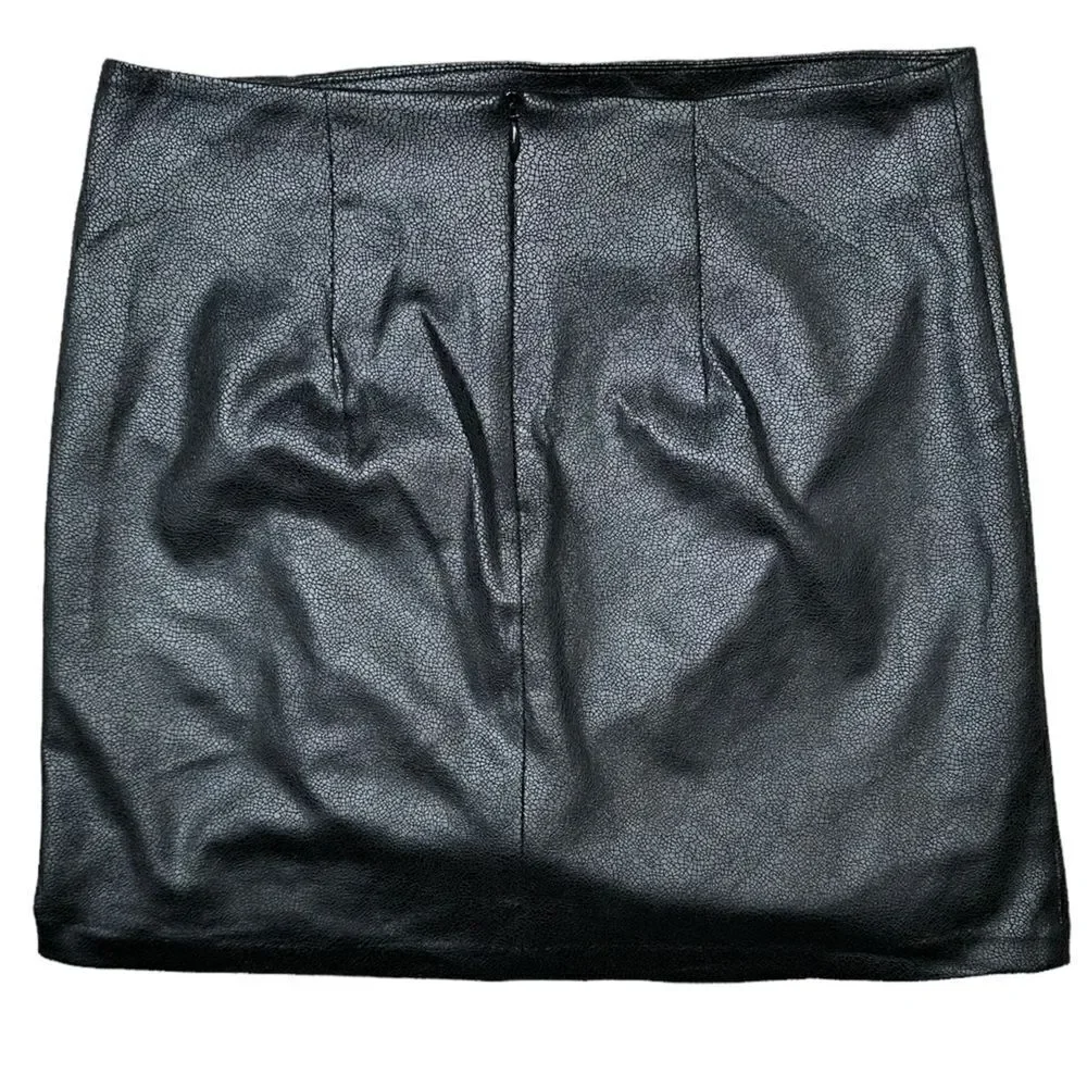 DREW Black Onyx Vegan Leather Side Ruched Sexy Mini Skirt
